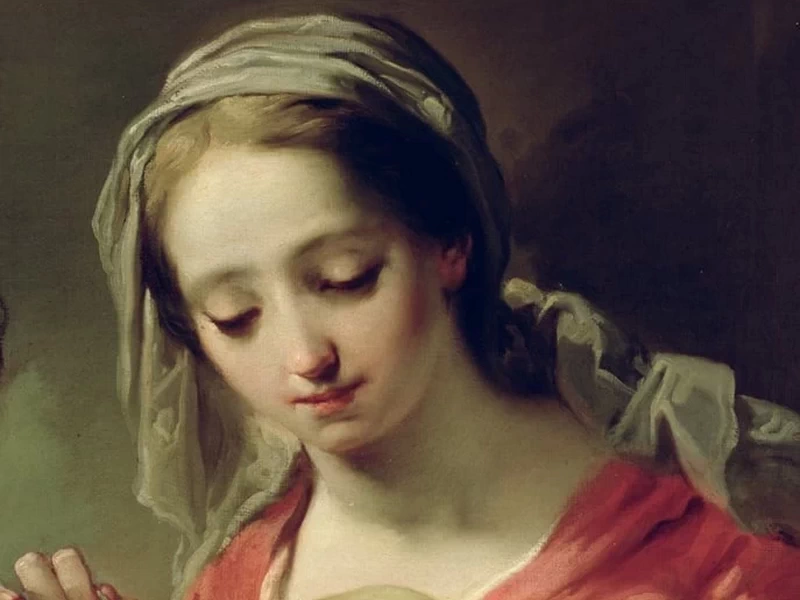 1734-Gaetano Gandolfi -  Madonna col Bambino e Santi Giovanni, Anna e Rocco - Gallerie degli Uffizi, Firenze - dettaglio